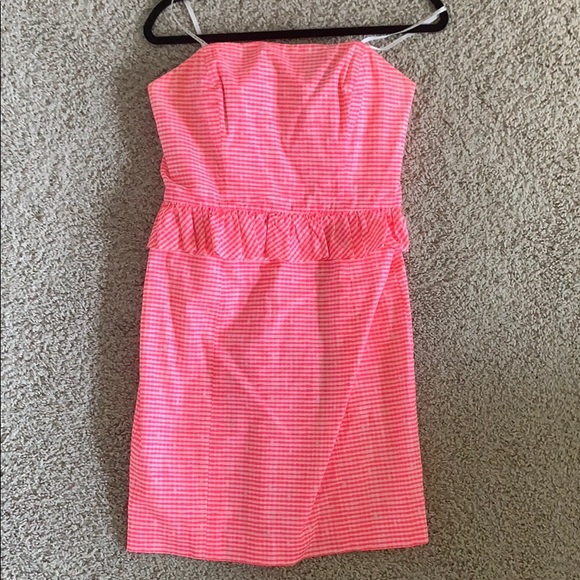 Lilly Pulitzer pink gingham strapless dress - Picture 3 of 7